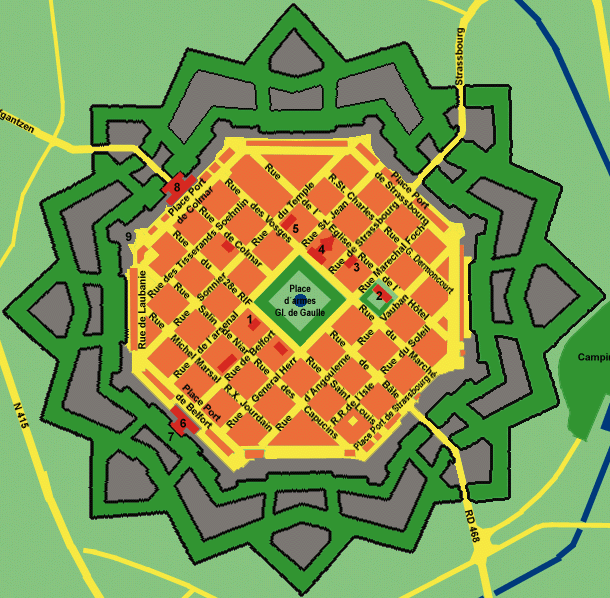 Innenstadtplan von Neuf Brisach